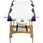 vidaXL Camilla de masaje plegable 2 zonas madera blanco y morado vidaXL Camilla de masaje plegable 2 zonas madera blanco y morado