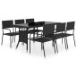vidaXL Juego de comedor para jardín 7 piezas ratán sintético negro vidaXL Juego de comedor para jardín 7 piezas ratán sintético negro