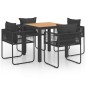 vidaXL Set de comedor de jardín de 5 piezas PVC ratán negro y marrón vidaXL Set de comedor de jardín de 5 piezas PVC ratán negro y marrón