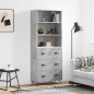 vidaXL Aparador alto madera contrachapada gris hormigón 69,5x34x180 cm vidaXL Aparador alto madera contrachapada gris hormigón 69,5x34x180 cm