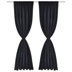 2 cortinas negras oscuras con jaretas, blackout 135 x 245 cm