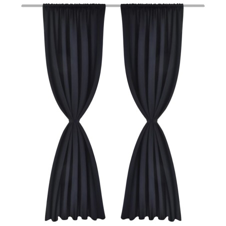 2 cortinas negras oscuras con jaretas, blackout 135 x 245 cm