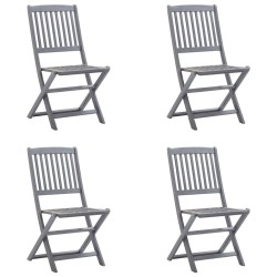 vidaXL Sillas de jardín plegables 4 uds madera maciza acacia y cojines