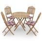 vidaXL Set de comedor exterior plegable 5 piezas con cojines bambú vidaXL Set de comedor exterior plegable 5 piezas con cojines bambú