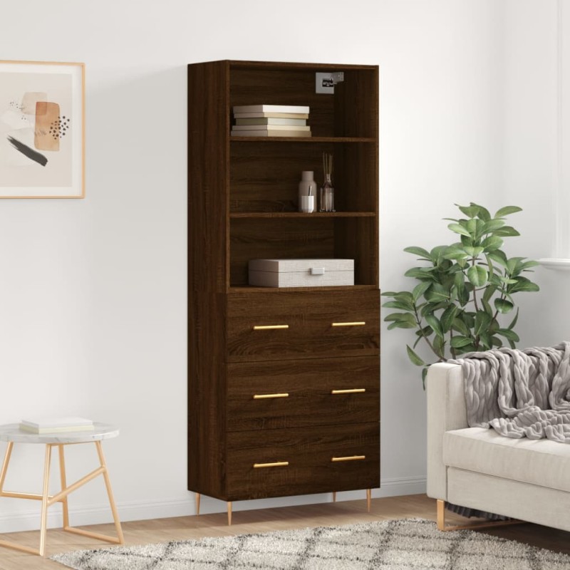 vidaXL Aparador alto madera contrachapada marrón roble 69,5x34x180 cm vidaXL Aparador alto madera contrachapada marrón roble 69,5x34x180 cm