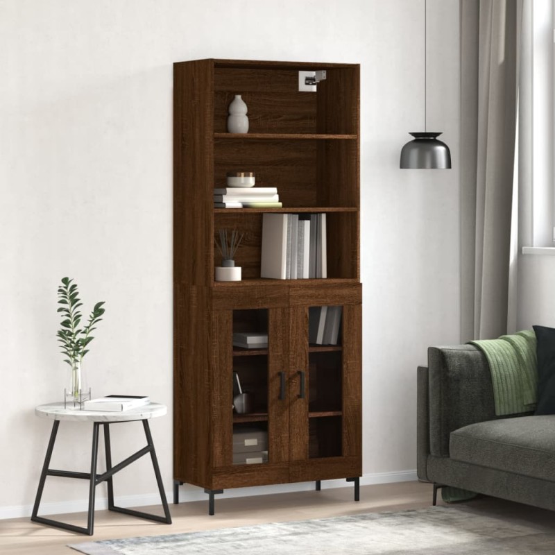 vidaXL Aparador alto madera contrachapada marrón roble 69,5x34x180 cm vidaXL Aparador alto madera contrachapada marrón roble 69,5x34x180 cm