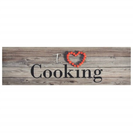 vidaXL Alfombra de cocina lavable terciopelo Cooking gris 45x150 cm