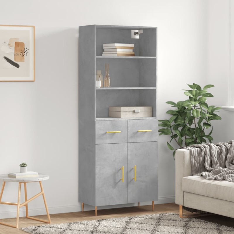 vidaXL Aparador alto madera contrachapada gris hormigón 69,5x34x180 cm vidaXL Aparador alto madera contrachapada gris hormigón 69,5x34x180 cm