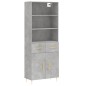 vidaXL Aparador alto madera contrachapada gris hormigón 69,5x34x180 cm vidaXL Aparador alto madera contrachapada gris hormigón 69,5x34x180 cm