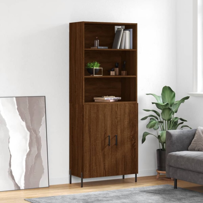 vidaXL Aparador alto madera contrachapada marrón roble 69,5x34x180 cm vidaXL Aparador alto madera contrachapada marrón roble 69,5x34x180 cm