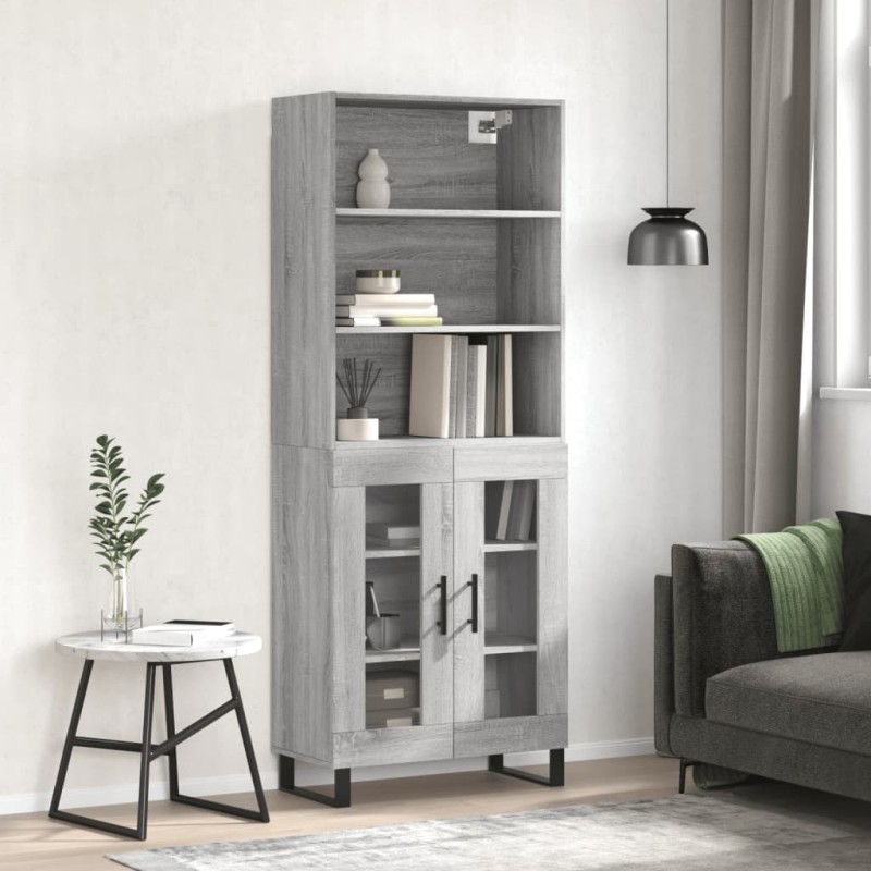 vidaXL Aparador alto madera contrachapada gris sonoma 69,5x34x180 cm vidaXL Aparador alto madera contrachapada gris sonoma 69,5x34x180 cm