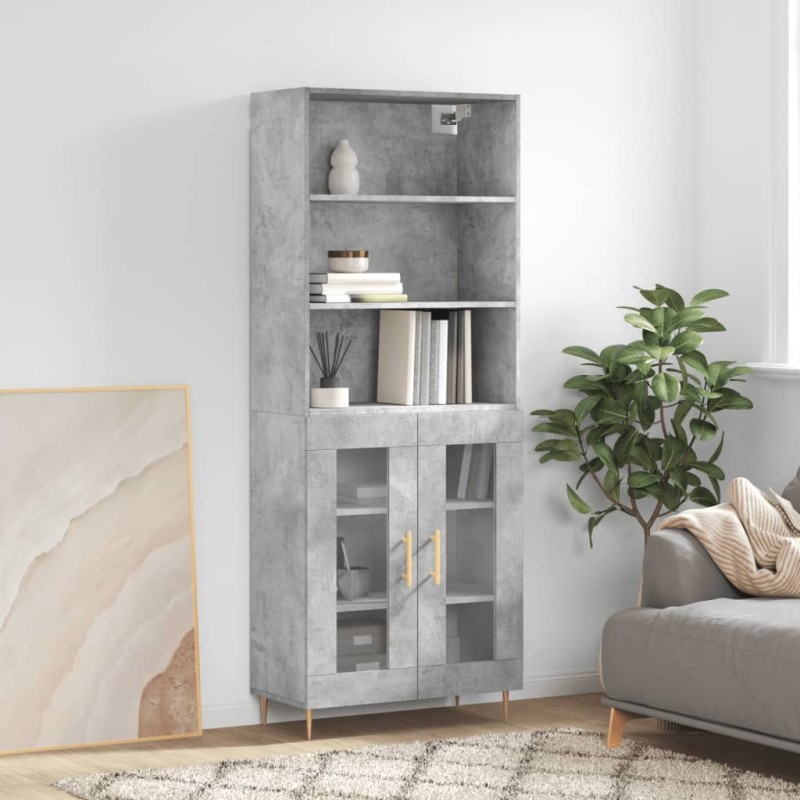 vidaXL Aparador alto madera contrachapada gris hormigón 69,5x34x180 cm vidaXL Aparador alto madera contrachapada gris hormigón 69,5x34x180 cm