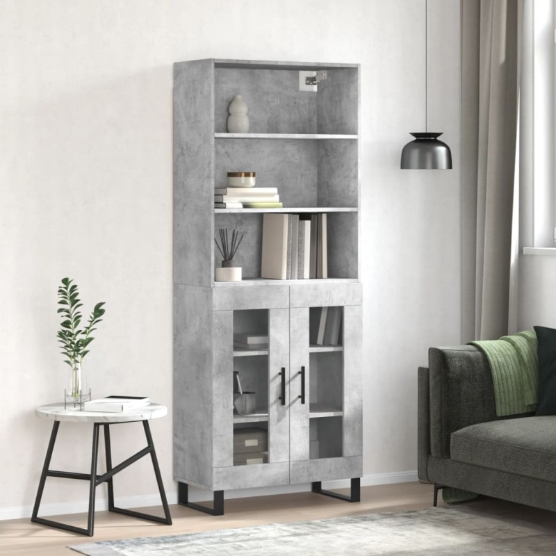 vidaXL Aparador alto madera contrachapada gris hormigón 69,5x34x180 cm vidaXL Aparador alto madera contrachapada gris hormigón 69,5x34x180 cm