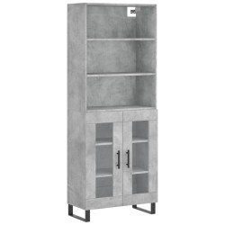 vidaXL Aparador alto madera contrachapada gris hormigón 69,5x34x180 cm