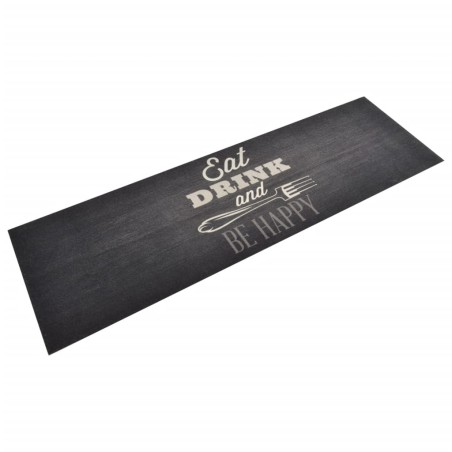 vidaXL Alfombra de cocina lavable terciopelo negro 60x180 cm