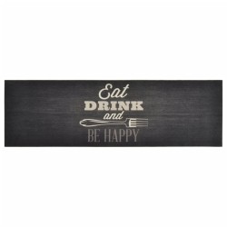 vidaXL Alfombra de cocina lavable terciopelo negro 60x180 cm