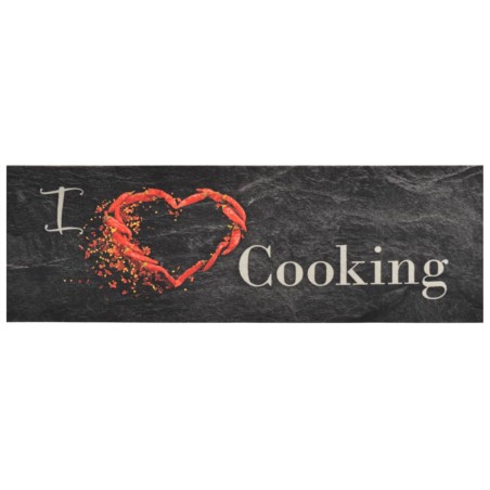 vidaXL Alfombra de cocina lavable terciopelo Cooking negro 60x180 cm