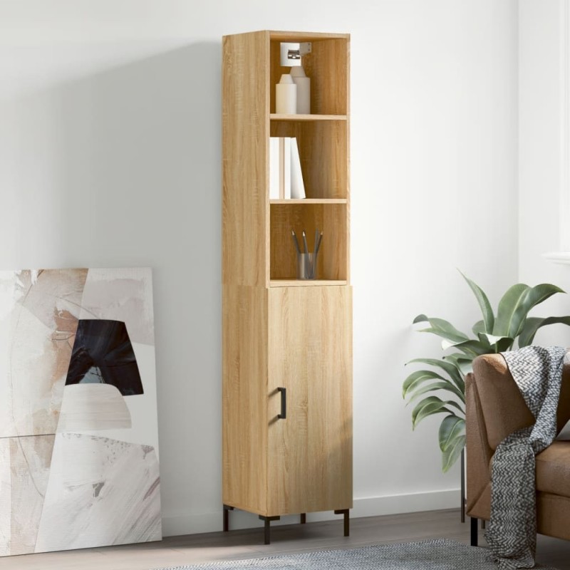vidaXL Aparador de madera contrachapada roble Sonoma 34,5x34x180 cm vidaXL Aparador de madera contrachapada roble Sonoma 34,5x34x180 cm