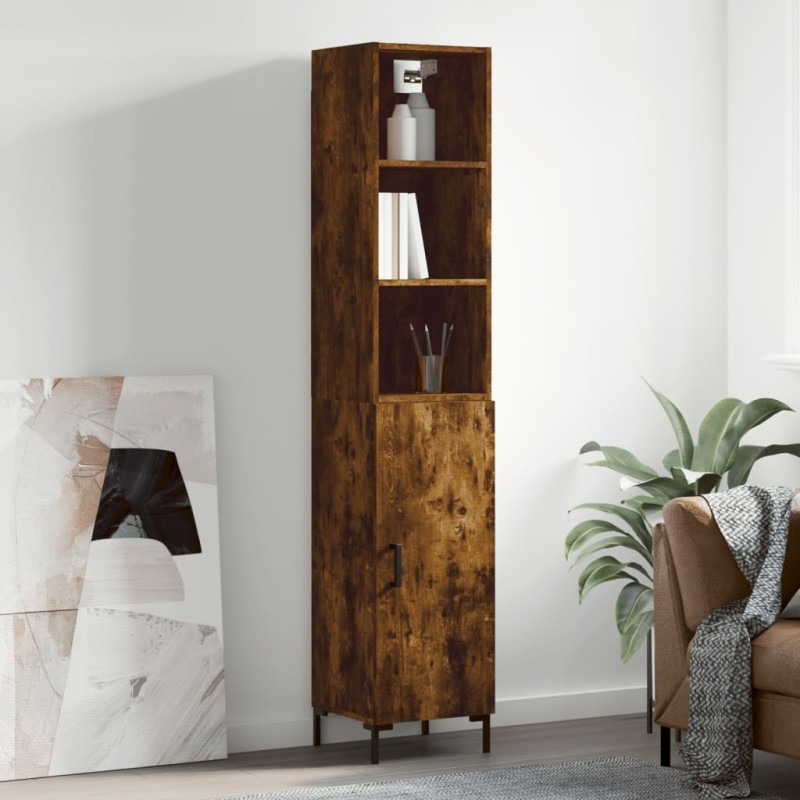 vidaXL Aparador de madera contrachapada roble ahumado 34,5x34x180 cm