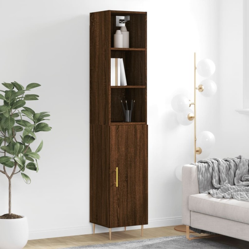 vidaXL Aparador alto madera contrachapada roble marrón 34,5x34x180 cm vidaXL Aparador alto madera contrachapada roble marrón 34,5x34x180 cm