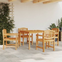 vidaXL Juego de comedor para jardín 5 piezas madera maciza de teca