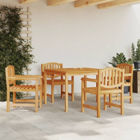 vidaXL Juego de comedor para jardín 5 piezas madera maciza de teca