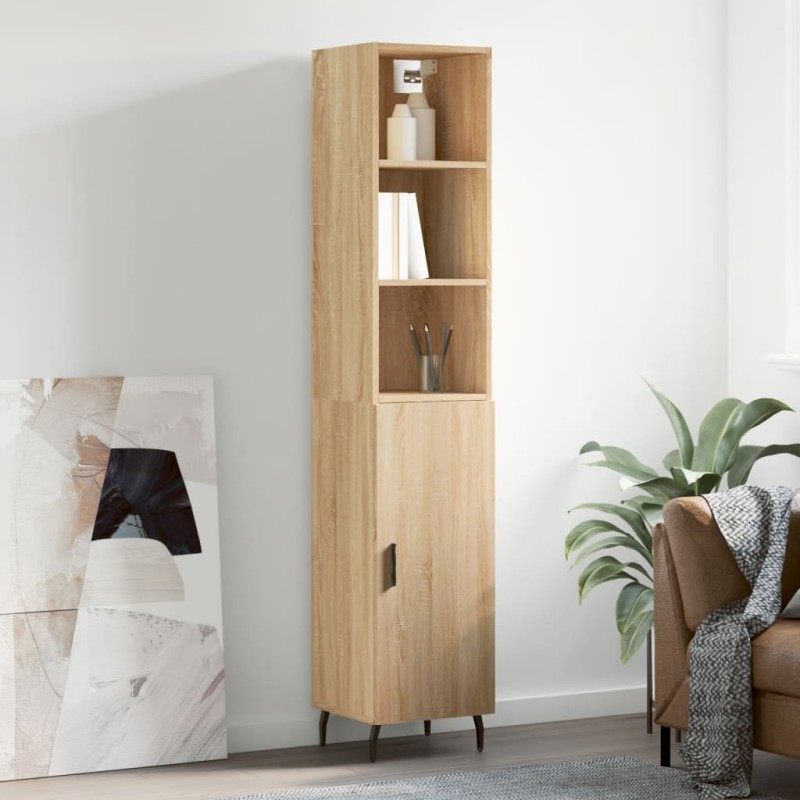 vidaXL Aparador de madera contrachapada roble Sonoma 34,5x34x180 cm vidaXL Aparador de madera contrachapada roble Sonoma 34,5x34x180 cm