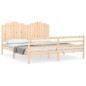 vidaXL Estructura de cama de matrimonio con cabecero madera maciza vidaXL Estructura de cama de matrimonio con cabecero madera maciza