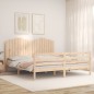 vidaXL Estructura de cama de matrimonio con cabecero madera maciza vidaXL Estructura de cama de matrimonio con cabecero madera maciza
