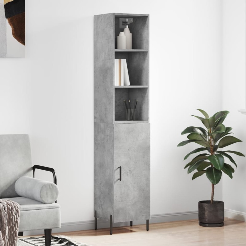 vidaXL Aparador de madera contrachapada gris hormigón 34,5x34x180 cm vidaXL Aparador de madera contrachapada gris hormigón 34,5x34x180 cm