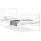 vidaXL Estructura de cama con cabecero madera maciza blanco vidaXL Estructura de cama con cabecero madera maciza blanco