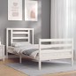 vidaXL Estructura de cama con cabecero madera maciza blanco vidaXL Estructura de cama con cabecero madera maciza blanco