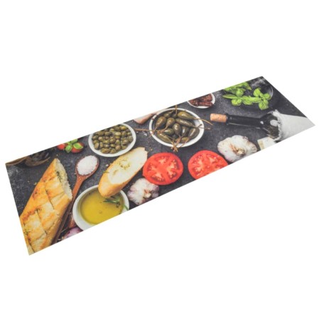 vidaXL Alfombra de cocina lavable terciopelo dibujo vino cena 45x150cm