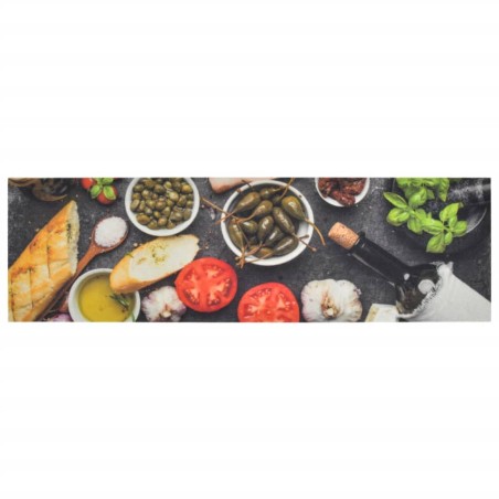 vidaXL Alfombra de cocina lavable terciopelo dibujo vino cena 45x150cm