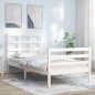 vidaXL Estructura de cama con cabecero madera maciza blanco vidaXL Estructura de cama con cabecero madera maciza blanco