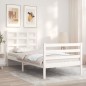 vidaXL Estructura de cama con cabecero madera maciza blanco vidaXL Estructura de cama con cabecero madera maciza blanco