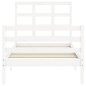 vidaXL Estructura de cama con cabecero madera maciza blanco vidaXL Estructura de cama con cabecero madera maciza blanco