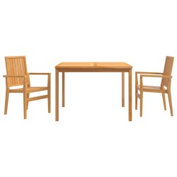 vidaXL Juego de comedor para jardín 3 pzas madera maciza de teca