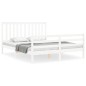 vidaXL Estructura de cama matrimonio con cabecero madera maciza blanco vidaXL Estructura de cama matrimonio con cabecero madera maciza blanco
