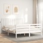 vidaXL Estructura de cama matrimonio con cabecero madera maciza blanco vidaXL Estructura de cama matrimonio con cabecero madera maciza blanco