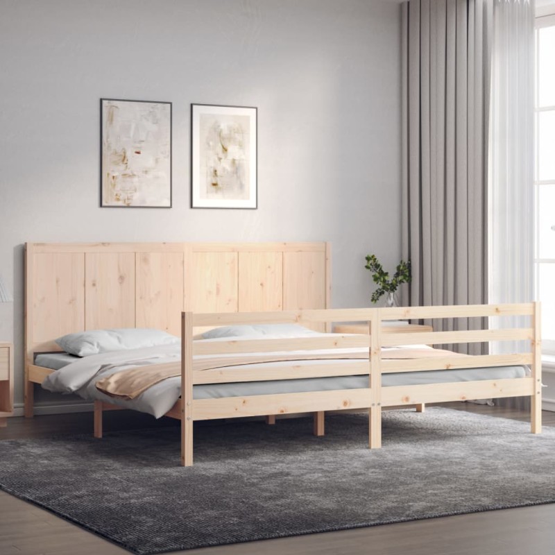 vidaXL Estructura de cama de matrimonio con cabecero madera maciza vidaXL Estructura de cama de matrimonio con cabecero madera maciza