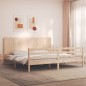 vidaXL Estructura de cama de matrimonio con cabecero madera maciza vidaXL Estructura de cama de matrimonio con cabecero madera maciza