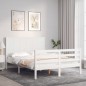 vidaXL Estructura de cama con cabecero madera maciza blanco 140x190 cm