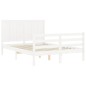 vidaXL Estructura de cama con cabecero madera maciza blanco 140x190 cm