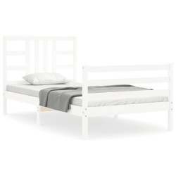 vidaXL Estructura de cama con cabecero madera maciza blanco 100x200 cm