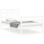 vidaXL Estructura de cama con cabecero madera maciza blanco 100x200 cm vidaXL Estructura de cama con cabecero madera maciza blanco 100x200 cm