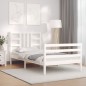 vidaXL Estructura de cama con cabecero madera maciza blanco 100x200 cm vidaXL Estructura de cama con cabecero madera maciza blanco 100x200 cm
