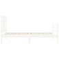 vidaXL Estructura de cama con cabecero madera maciza blanco 100x200 cm vidaXL Estructura de cama con cabecero madera maciza blanco 100x200 cm