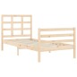 vidaXL Estructura de cama individual con cabecero madera maciza