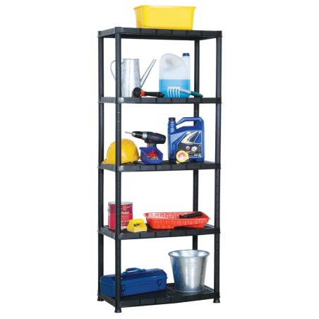 vidaXL Estante de almacenaje 5 niveles negro plástico 71x38x170 cm